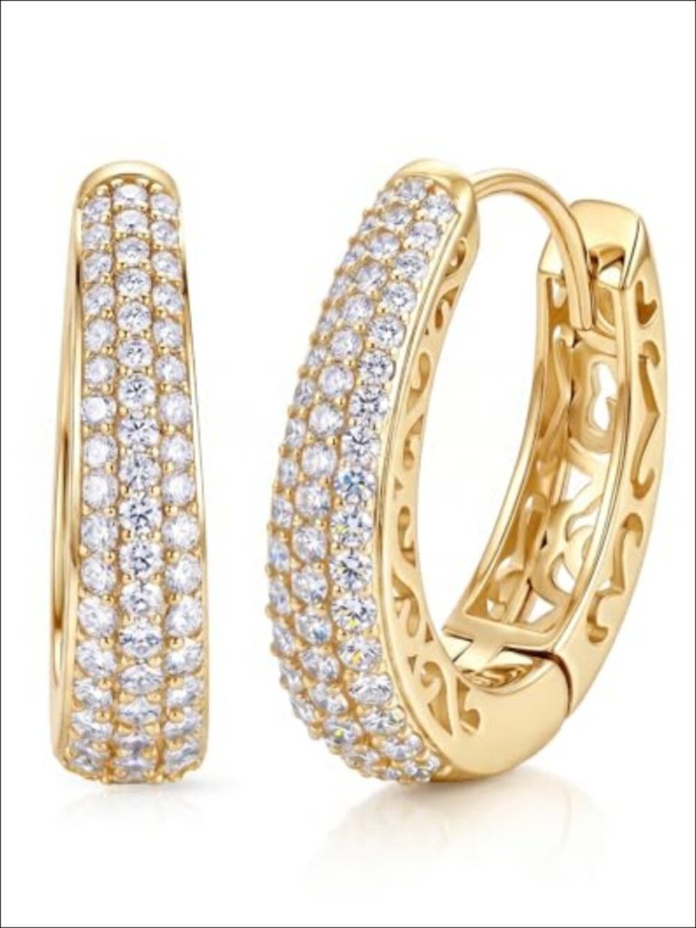 Moissanite Hoop Earrings Huggies 925 Sterling Silver 18K Gold Plated